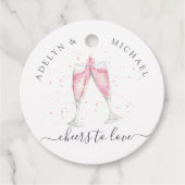 Roze champagne "Cheers to Love" Personalized Bedankjes Labels (Voorkant)