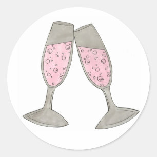 Roze champagne Cheers Weddenschappen Ronde Sticker