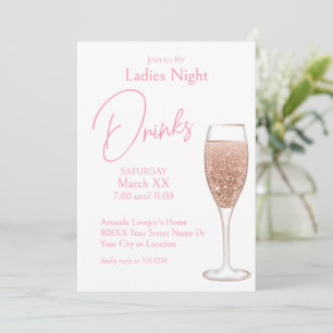 Roze Champagne Dames Nacht Drinken Kaart