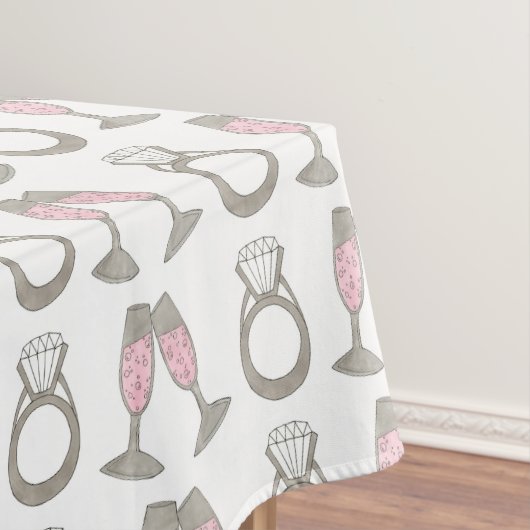 Roze Champagne Diamond Ring Wedding Tablecloth Tafelkleed (Voorbeeld)