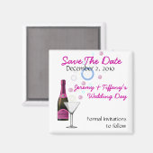 Roze Champagne en Bubbels sparen de Datummagneet Magneet (Voorkant / Achterkant)