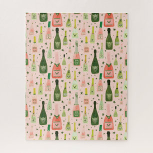 Roze champagne en stars Pattern Legpuzzel