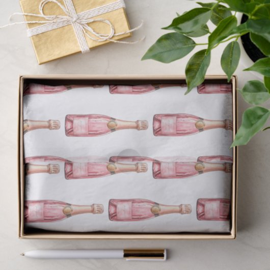 Roze champagne flessen vieren tissuepapier (Geschenk)