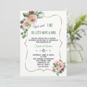 Roze Champagne Flowers Gold Wedding I DO BBQ Kaart (Staand voorkant)