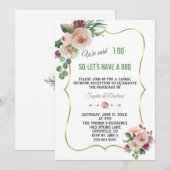 Roze Champagne Flowers Gold Wedding I DO BBQ Kaart (Voorkant / Achterkant)
