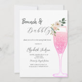 Roze Champagne Glas Bloem Brunch & Bubbly Kaart (Voorkant)