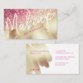 Roze & Champagne Glitter Gouden Folie Schoonheid M Visitekaartje (Voorkant / Achterkant)