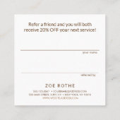 Roze Champagne Glitter Salon Customer Reference Aanbevelingskaartje (Achterkant)