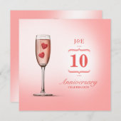Roze Champagne - Huwelijksjubileum uitnodiging (Voorkant / Achterkant)
