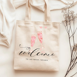 Roze Champagne Meisje Achter de Trouwdatum Bestemm Tote Bag