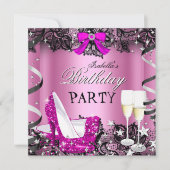 Roze champagne met hoge hakken Zwarte galajurk Ver Kaart (Voorkant)