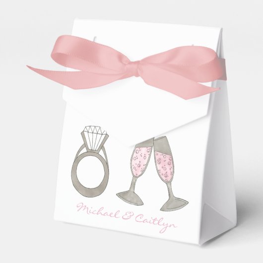 Roze Champagne Personalized Wedding Diamond Ring Bedankdoosjes (Voorkant Zijde)