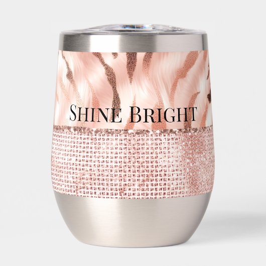 Roze Champagne Roos Glam Zebra (Voorkant)