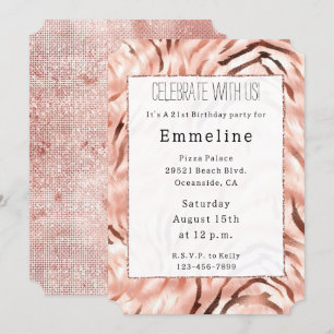 Roze Champagne Roos Glam Zebra Kaart