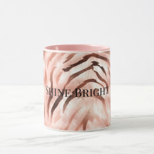 Roze Champagne Roos Glam Zebra Mok (Midden)