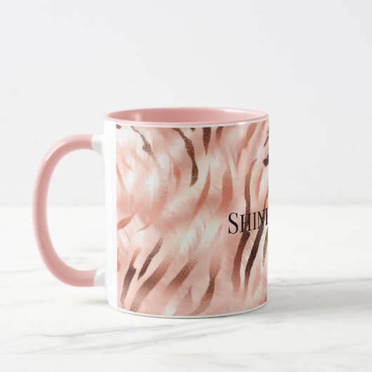 Roze Champagne Roos Glam Zebra Mok (Links)