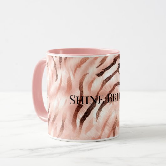 Roze Champagne Roos Glam Zebra Mok (Voorkant links)