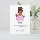 Roze Champagne RSVP Kaartje (Staand voorkant)