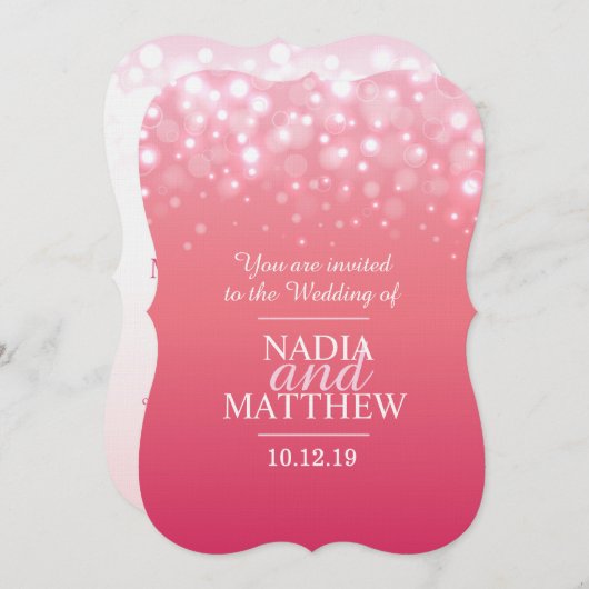 Roze champagne sparkle bubbels bruiloft uitnodigen kaart (Voorkant / Achterkant)