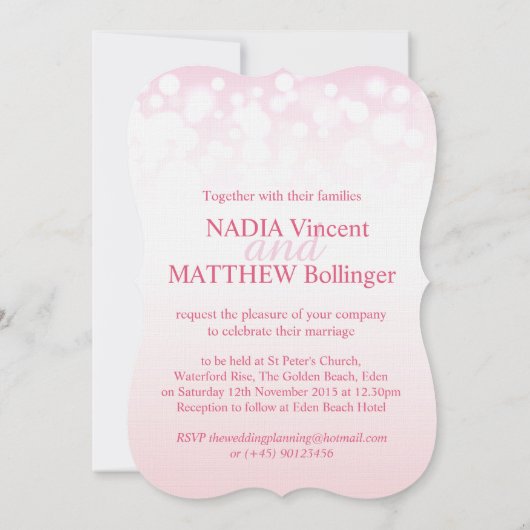 Roze champagne sparkle bubbels bruiloft uitnodigen kaart (Achterkant)