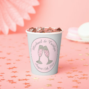 Roze champagne Toast Cheers Wedding Vrijgezellenfe Papieren Bekers