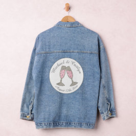 Roze Champagne Toast Klinkt Bruiloft Bruidsfeestje Denim Jacket