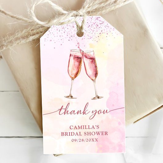 Roze Champagne Trouw Shower Cadeaulabel