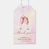 Roze Champagne Trouw Shower Cadeaulabel (Achterkant)