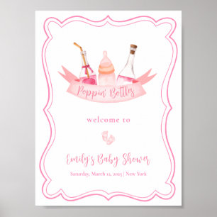 Roze Champagne Voeten Lijst Meisje Baby shower Wel Poster