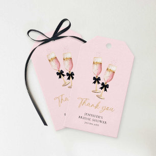 Roze Champagne Vrijgezellenfeest Bedankt Cadeaulabel