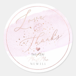 Roze champagnebellen, aquarel dank je wel ronde sticker