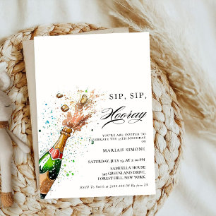 Roze champagnefles Vrijgezellenfeest Kaart