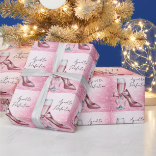 Roze champagneglas verouderd tot in perfectie verj cadeaupapier