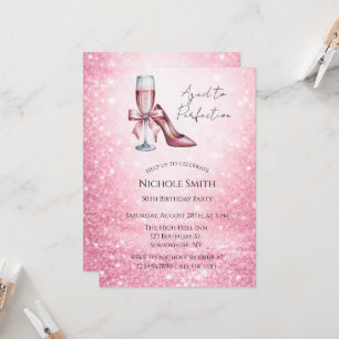 Roze Champagneglas Verouderd Tot Perfectie Verjaar Kaart
