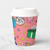 Roze Chanoeka Patroon Papieren Bekers (Voorkant)