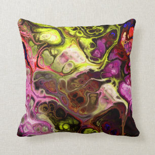 Roze, chartreuse, paarse abstracte das kleurstof m kussen