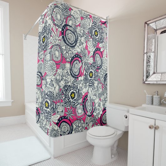 roze chartreuse ster douchegordijn (In situ)