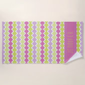 Roze Chartreuse Yellow Geometric Pattern Name Strandlaken (Voorkant)