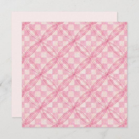 ROZE CHECK QUILT 5.25" Vierkante Platte Kaart II (Voorkant / Achterkant)