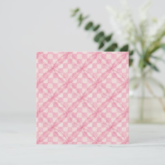 ROZE CHECK QUILT 5.25" Vierkante Platte Kaart II (Staand voorkant)