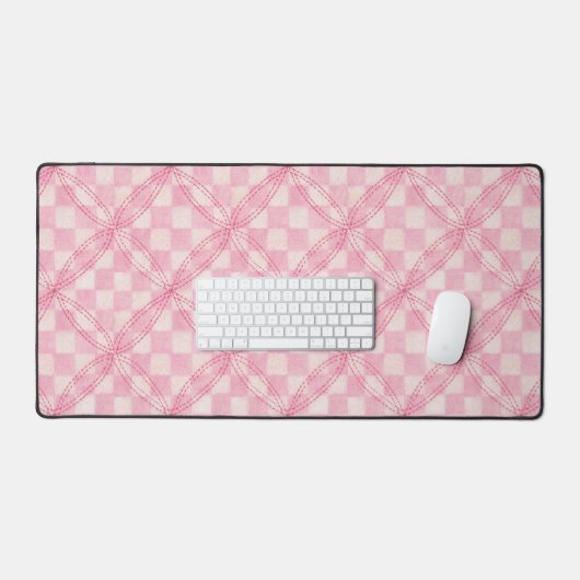 ROZE CHECK QUILT Desk Mat - Grote Schaal (Keyboard & Muis)