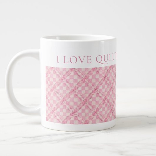 ROZE CHECK QUILT Grote witte Mok + tekst (Links)