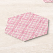 ROZE CHECK QUILT Hexagon Papier Onderzetters (Schuin)