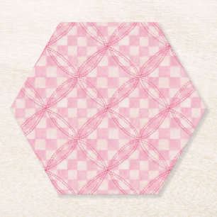 ROZE CHECK QUILT Hexagon Papier Onderzetters