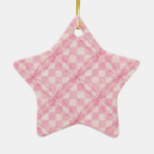 ROZE CHECK QUILT Keramische Star Ornament (Achterkant)