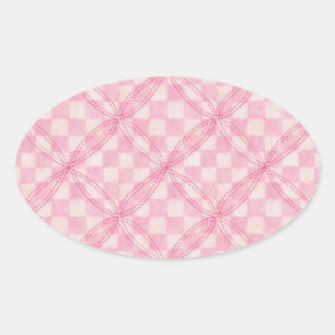 ROZE CHECK QUILT OVALE STICKERS