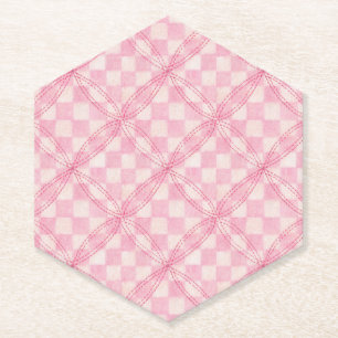 ROZE CHECK QUILT Pointed Hexagon Papier Onderzette Kartonnen Onderzetters