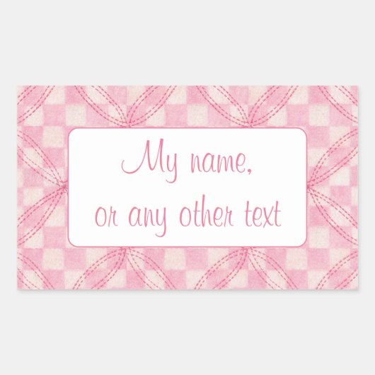 ROZE CHECK QUILT Rechthoek Matte Stickers (Voorkant)