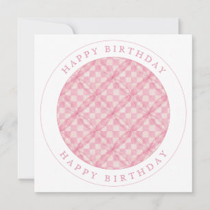 ROZE CHECK QUILT Square Flat Birthday Kaart