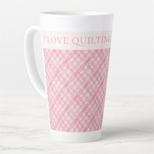 ROZE CHECK QUILT Tall Latte Mok + Tekst / Blush
